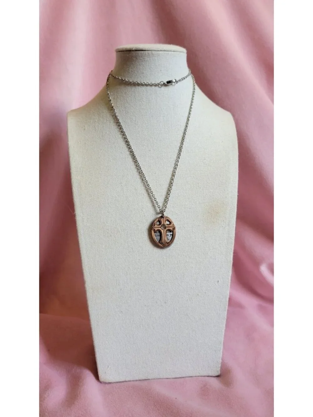 Silver Tone Religious GOD Scripture PSALM Cross Chain Pendant Necklace N1D